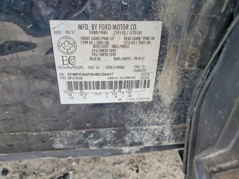 Продаж на аукціоні авто 2017 Ford Edge, vin: 2FMPK4APXHBC56437, номер лоту: 65212646