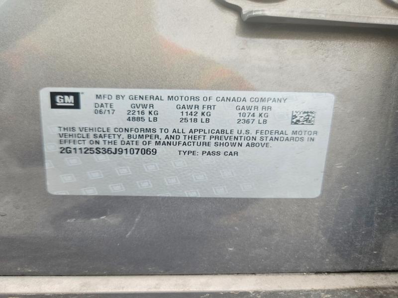 65614316 :رقم المزاد ، 2G1125S36J9107069 vin ، 2018 Chevrolet Impala مزاد بيع