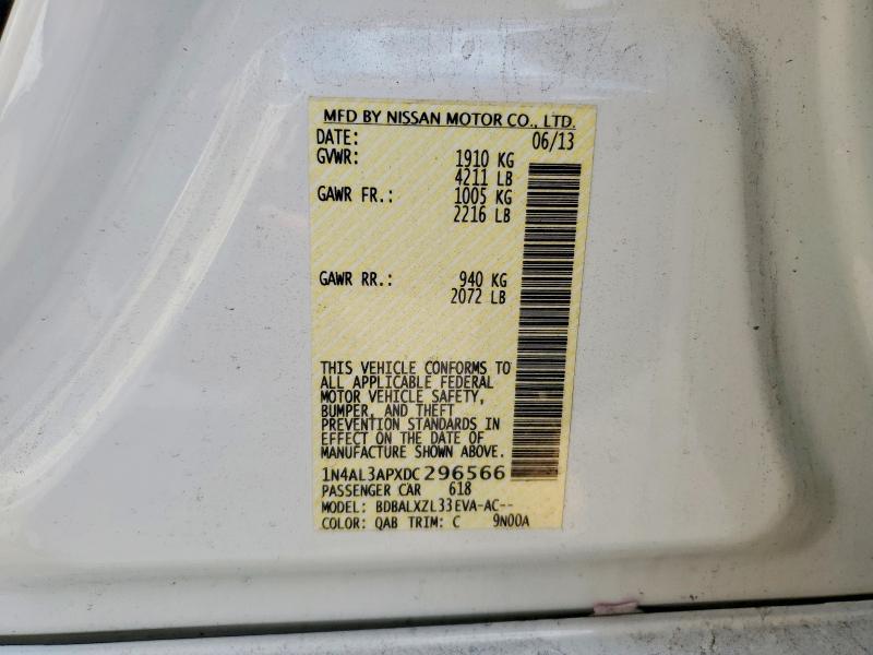 Aukcja sprzedaży 2013 Nissan Altima, vin: 1N4AL3APXDC296566, numer aukcji: 65987546