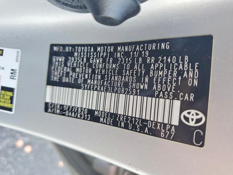 64277286 :رقم المزاد ، 5YFEPRAE3LP082591 vin ، 2020 Toyota Corolla مزاد بيع