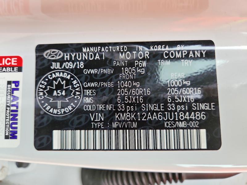 Aukcja sprzedaży 2018 Hyundai Kona, vin: KM8K12AA6JU184486, numer aukcji: 63355366
