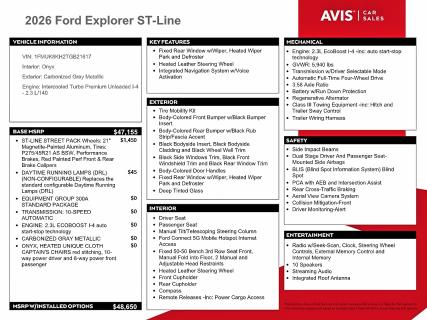 Продажа на аукционе авто 2026 Ford Explorer, vin: 1FMUK8KH2TGB21617, номер лота: 64465736