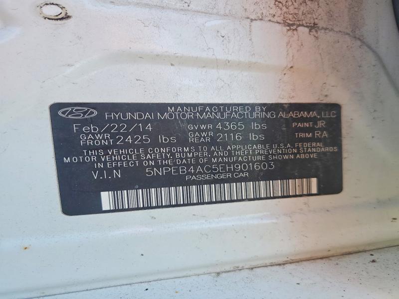 2014 Hyundai Sonata მანქანა იყიდება აუქციონზე, vin: 5NPEB4AC5EH901603, აუქციონის ნომერი: 63670286