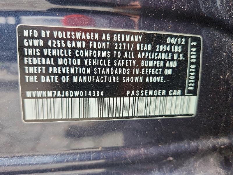 2013 Volkswagen Golf მანქანა იყიდება აუქციონზე, vin: WVWNM7AJ6DW014384, აუქციონის ნომერი: 63443486