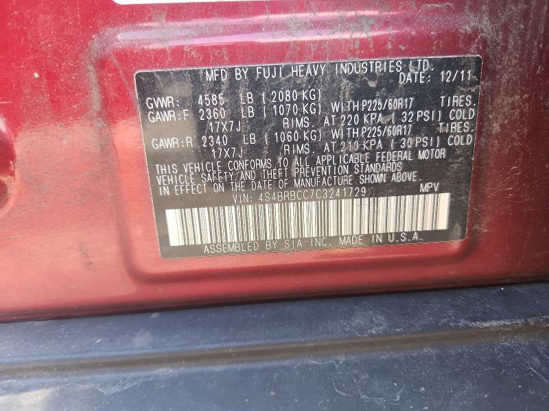 Продажа на аукционе авто 2012 Subaru Outback, vin: 4S4BRBCC7C3241729, номер лота: 63907136