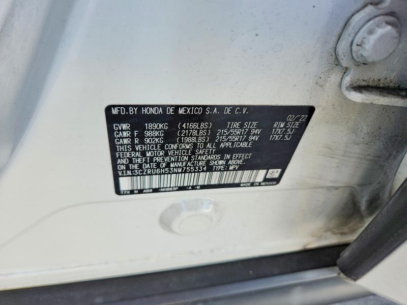 Aukcja sprzedaży 2022 Honda Hr-v, vin: 3CZRU6H53NM755334, numer aukcji: 64591696