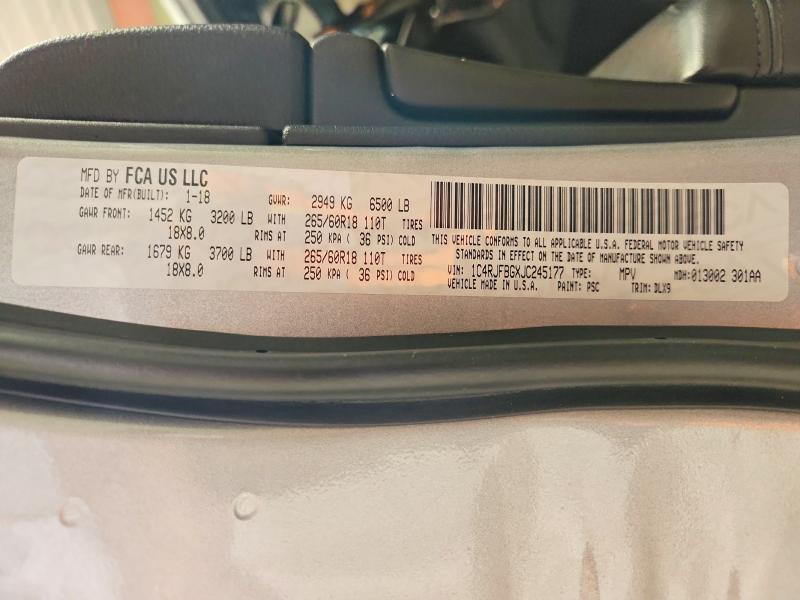 Продажа на аукционе авто 2018 Jeep Grand Cherokee, vin: 1C4RJFBGXJC245177, номер лота: 66282846
