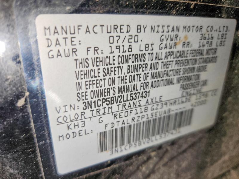 Auction sale of the 2020 Nissan Kicks, vin: 3N1CP5BV2LL537431, lot number: 66844306