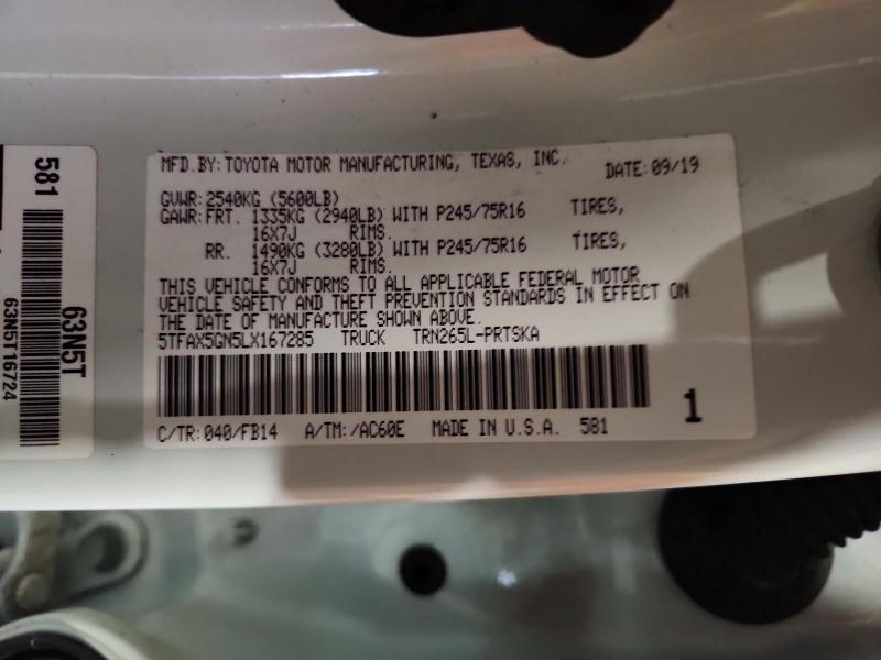 Aukcja sprzedaży 2020 Toyota Tacoma, vin: 5TFAX5GN5LX167285, numer aukcji: 64058136