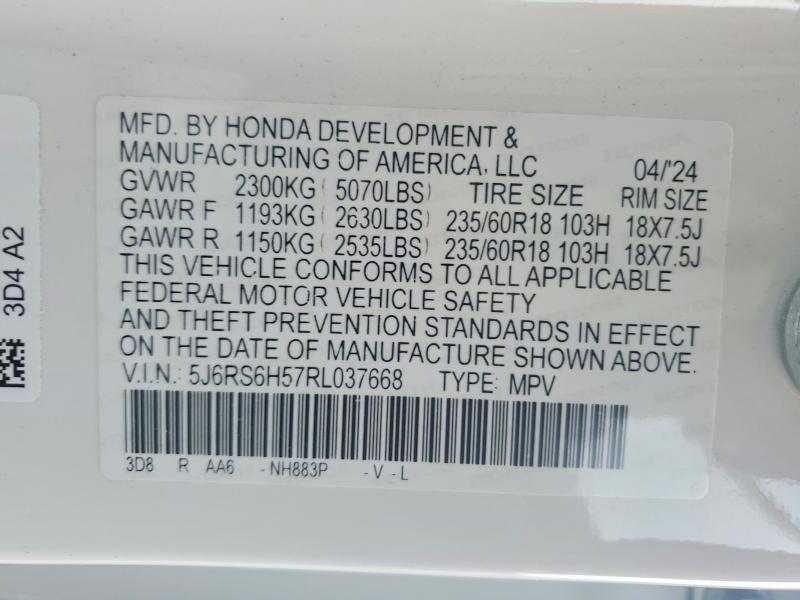 Aukcja sprzedaży 2024 Honda Cr-v, vin: 5J6RS6H57RL037668, numer aukcji: 65460006