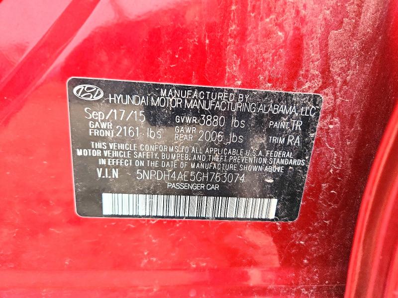 2016 Hyundai Elantra მანქანა იყიდება აუქციონზე, vin: 5NPDH4AE5GH763074, აუქციონის ნომერი: 66010316