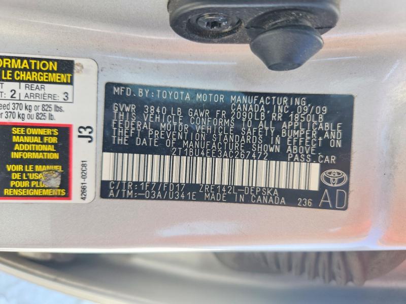 65714676 :رقم المزاد ، 2T1BU4EE3AC267472 vin ، 2010 Toyota Corolla مزاد بيع