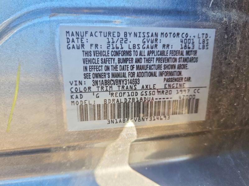 Продажа на аукционе авто 2022 Nissan Sentra, vin: 3N1AB8CV8NY314693, номер лота: 66365436