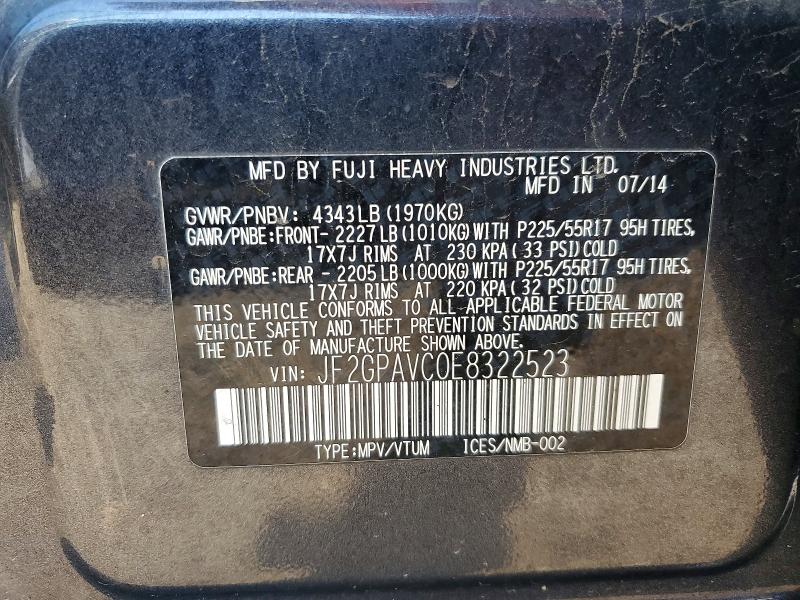 Aukcja sprzedaży 2014 Subaru Xv Crosstrek, vin: JF2GPAVC0E8322523, numer aukcji: 64787196