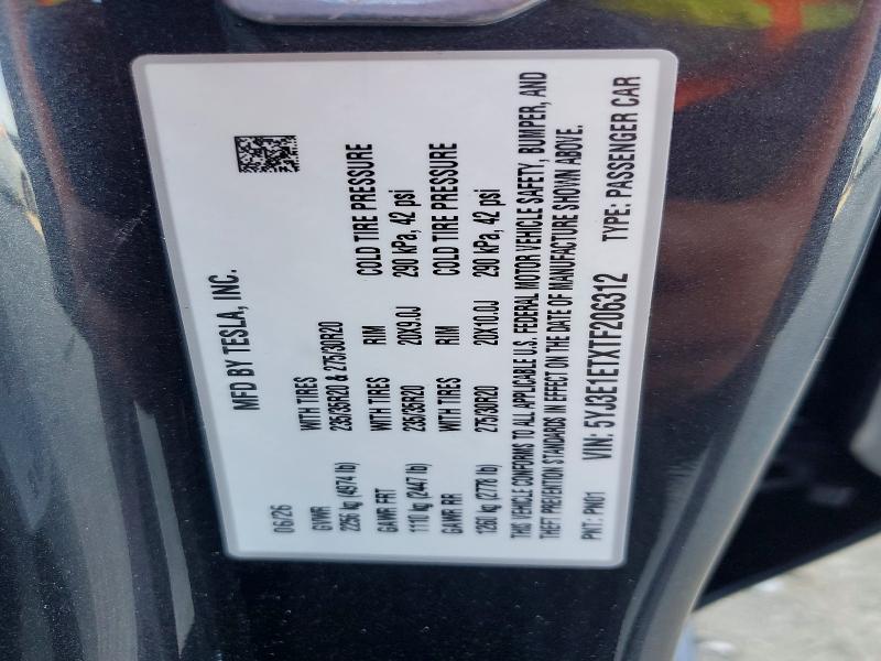 65436156 :رقم المزاد ، 5YJ3E1ETXTF206312 vin ، 2026 Tesla Model 3 مزاد بيع