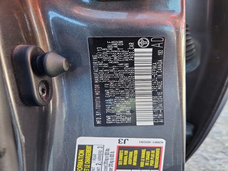 65894106 :رقم المزاد ، 2T1BU4EE6DC061860 vin ، 2013 Toyota Corolla مزاد بيع