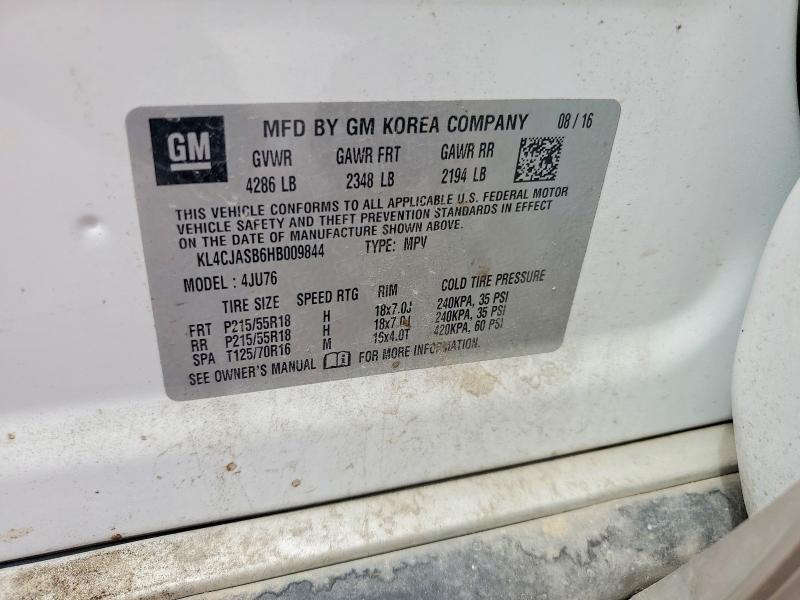 Aukcja sprzedaży 2017 Buick Encore, vin: KL4CJASB6HB009844, numer aukcji: 65272676