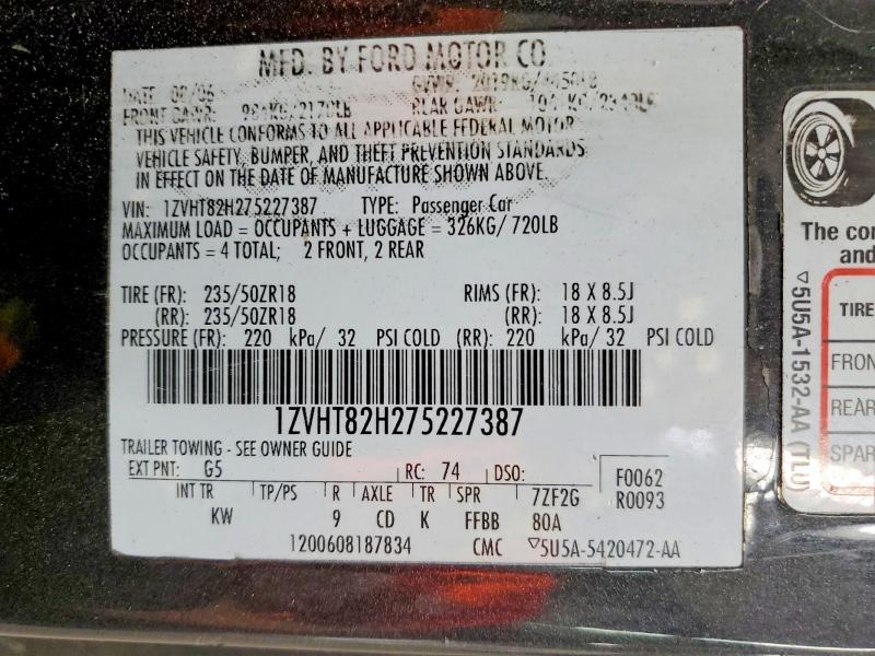 Aukcja sprzedaży 2007 Ford Mustang, vin: 1ZVHT82H275227387, numer aukcji: 63258486