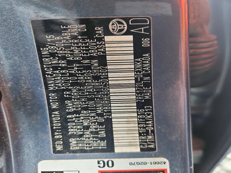 65032326 :رقم المزاد ، 2T1BURHE9GC501602 vin ، 2016 Toyota Corolla مزاد بيع