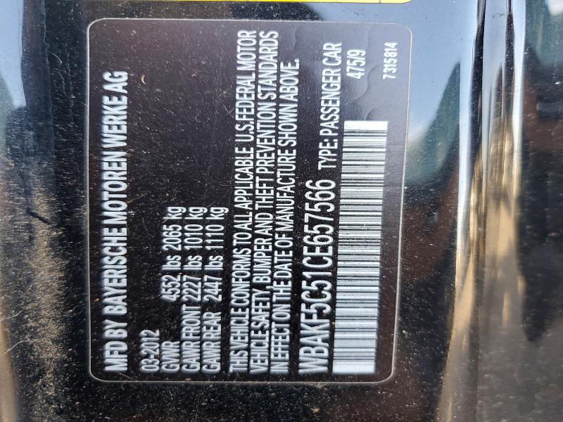 66667946 :رقم المزاد ، WBAKF5C51CE657566 vin ، 2012 Bmw 328 مزاد بيع