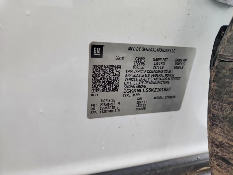 Aukcja sprzedaży 2019 Gmc Acadia, vin: 1GKKNLLS5KZ101627, numer aukcji: 62743206