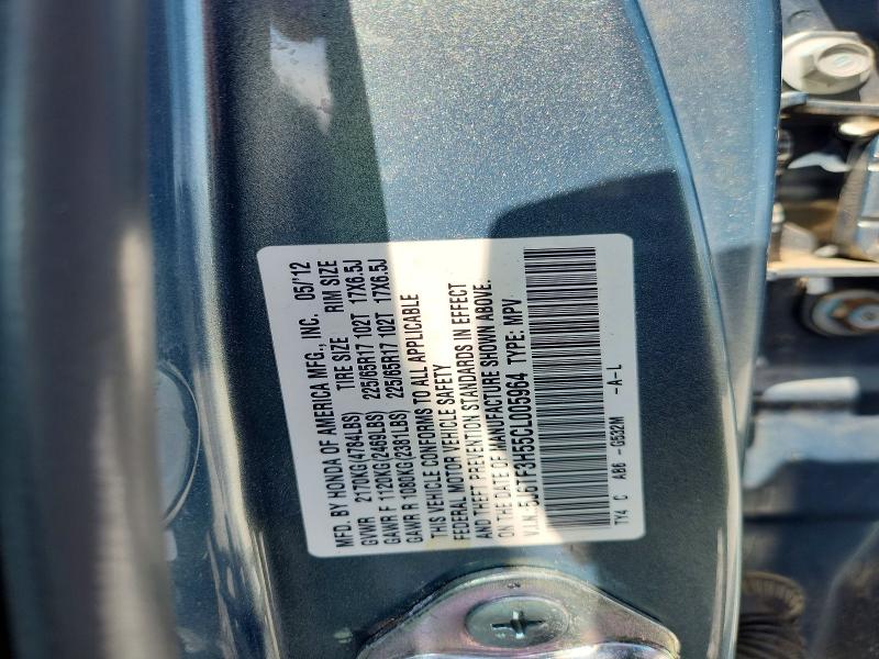 65142166 :رقم المزاد ، 5J6TF3H55CL005964 vin ، 2012 Honda Crosstour مزاد بيع