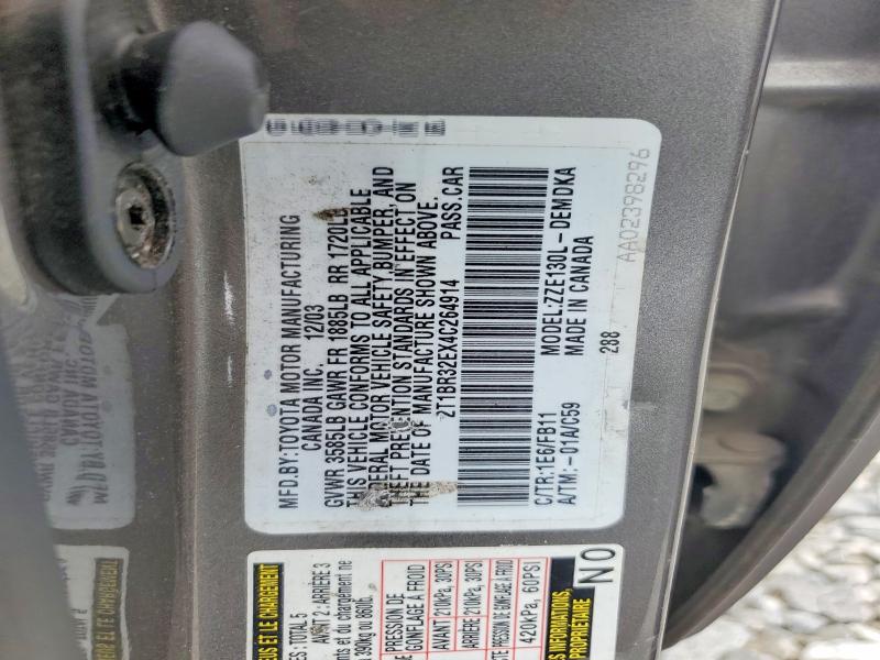 Aukcja sprzedaży 2004 Toyota Corolla, vin: 2T1BR32EX4C264914, numer aukcji: 65031806