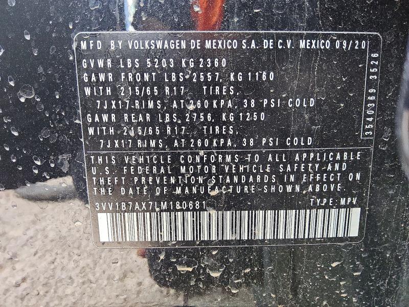 Продажа на аукционе авто 2020 Volkswagen Tiguan, vin: 3VV1B7AX7LM180681, номер лота: 64933606