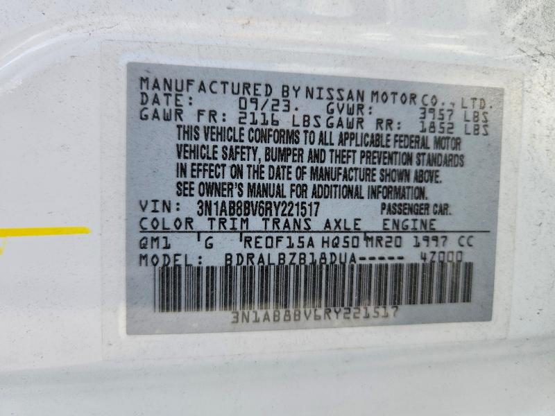 Aukcja sprzedaży 2024 Nissan Sentra, vin: 3N1AB8BV6RY221517, numer aukcji: 64762186