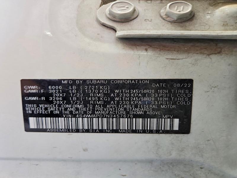 Продажа на аукционе авто 2022 Subaru Ascent, vin: 4S4WMAPD7N3457676, номер лота: 64098636