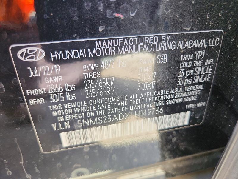Aukcja sprzedaży 2020 Hyundai Santa Fe, vin: 5NMS23ADXLH149736, numer aukcji: 64498586