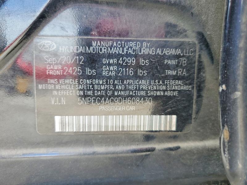 2013 Hyundai Sonata მანქანა იყიდება აუქციონზე, vin: 5NPEC4AC9DH608430, აუქციონის ნომერი: 65843566