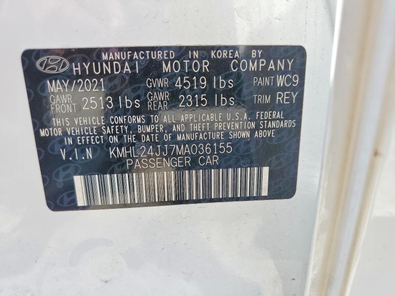 67206666 :رقم المزاد ، KMHL24JJ7MA036155 vin ، 2021 Hyundai Sonata Hybrid مزاد بيع