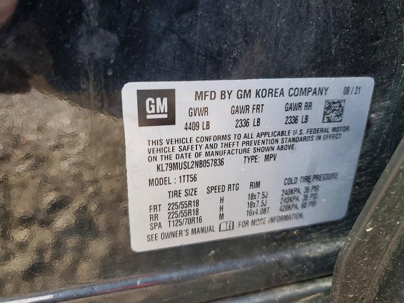 Продаж на аукціоні авто 2022 Chevrolet Trailblazer, vin: KL79MUSL2NB057836, номер лоту: 64899836