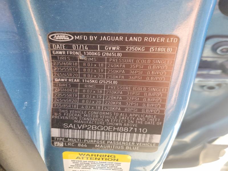 Aukcja sprzedaży 2014 Land Rover Range Rover Evoque, vin: SALVP2BG0EH887110, numer aukcji: 67081766