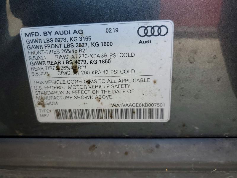 Aukcja sprzedaży 2019 Audi E-tron, vin: WA1VAAGE6KB007501, numer aukcji: 64745016