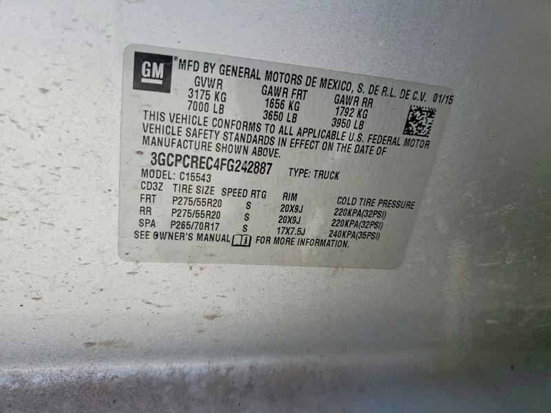 Продажа на аукционе авто 2015 Chevrolet Silverado, vin: 3GCPCREC4FG242887, номер лота: 64092926