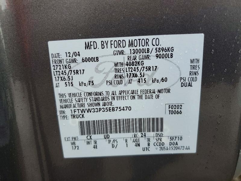 Продажа на аукционе авто 2005 Ford F350, vin: 1FTWW33P35EB75470, номер лота: 66538546