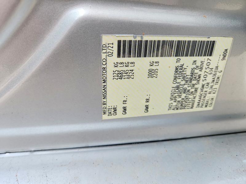 60529686 :رقم المزاد ، 1N4AA6CV6MC507507 vin ، 2021 Nissan Maxima مزاد بيع