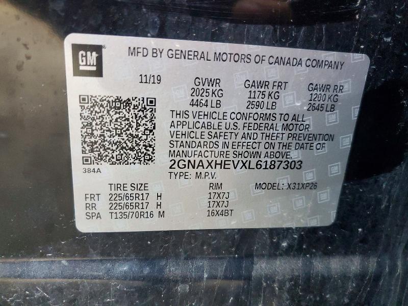 Продажа на аукционе авто 2020 Chevrolet Equinox, vin: 2GNAXHEVXL6187303, номер лота: 65875966