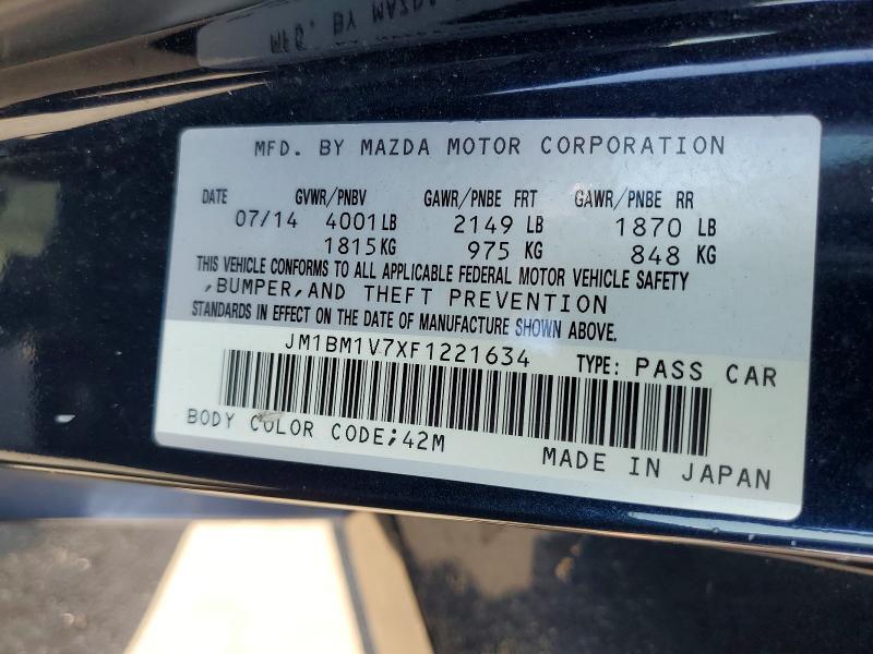 Aukcja sprzedaży 2015 Mazda 3, vin: JM1BM1V7XF1221634, numer aukcji: 63422396