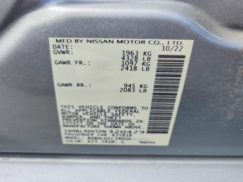 Продаж на аукціоні авто 2023 Nissan Altima, vin: 1N4BL4DV5PN320429, номер лоту: 65461946