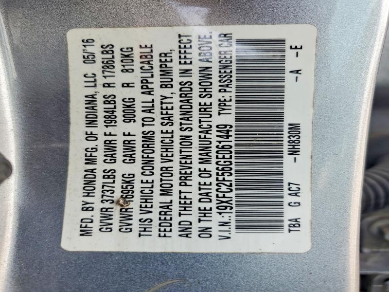 Aukcja sprzedaży 2016 Honda Civic, vin: 19XFC2F56GE061449, numer aukcji: 63439176