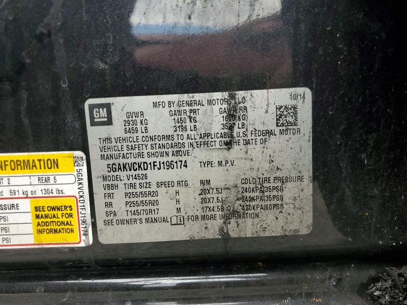 Продаж на аукціоні авто 2015 Buick Enclave, vin: 5GAKVCKD1FJ196174, номер лоту: 65376866