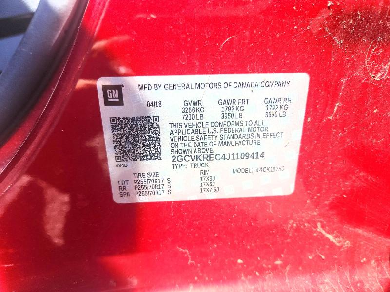 Aukcja sprzedaży 2018 Chevrolet Silverado, vin: 2GCVKREC4J1109414, numer aukcji: 66571296