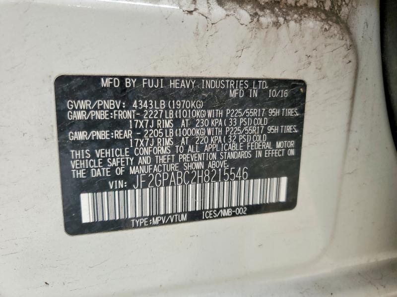 2017 Subaru Crosstrek მანქანა იყიდება აუქციონზე, vin: JF2GPABC2H8215546, აუქციონის ნომერი: 63550826