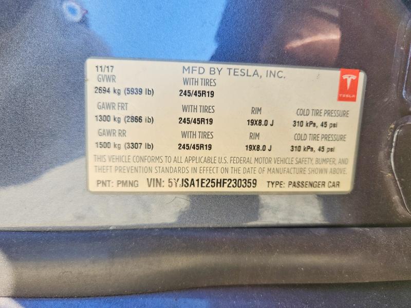 Aukcja sprzedaży 2017 Tesla Model S, vin: 5YJSA1E25HF230359, numer aukcji: 64125536