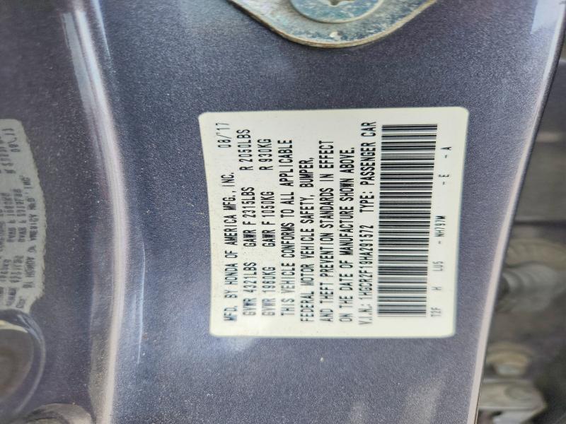 2017 Honda Accord მანქანა იყიდება აუქციონზე, vin: 1HGCR2F19HA291572, აუქციონის ნომერი: 65807426