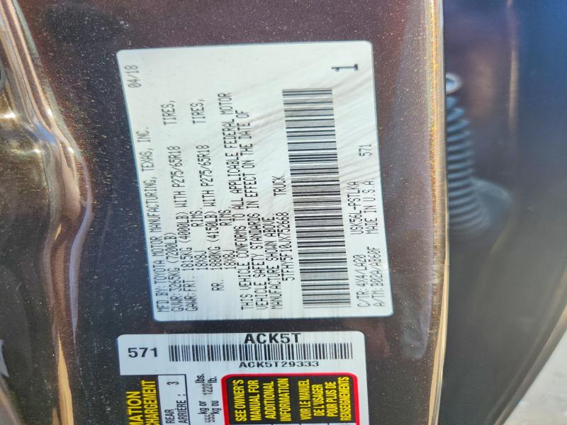 2018 Toyota Tundra მანქანა იყიდება აუქციონზე, vin: 5TFHY5F10JX752668, აუქციონის ნომერი: 63854816