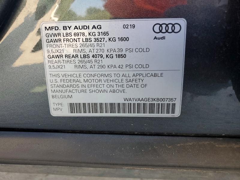 Aukcja sprzedaży 2019 Audi E-tron, vin: WA1VAAGE3KB007357, numer aukcji: 63803976